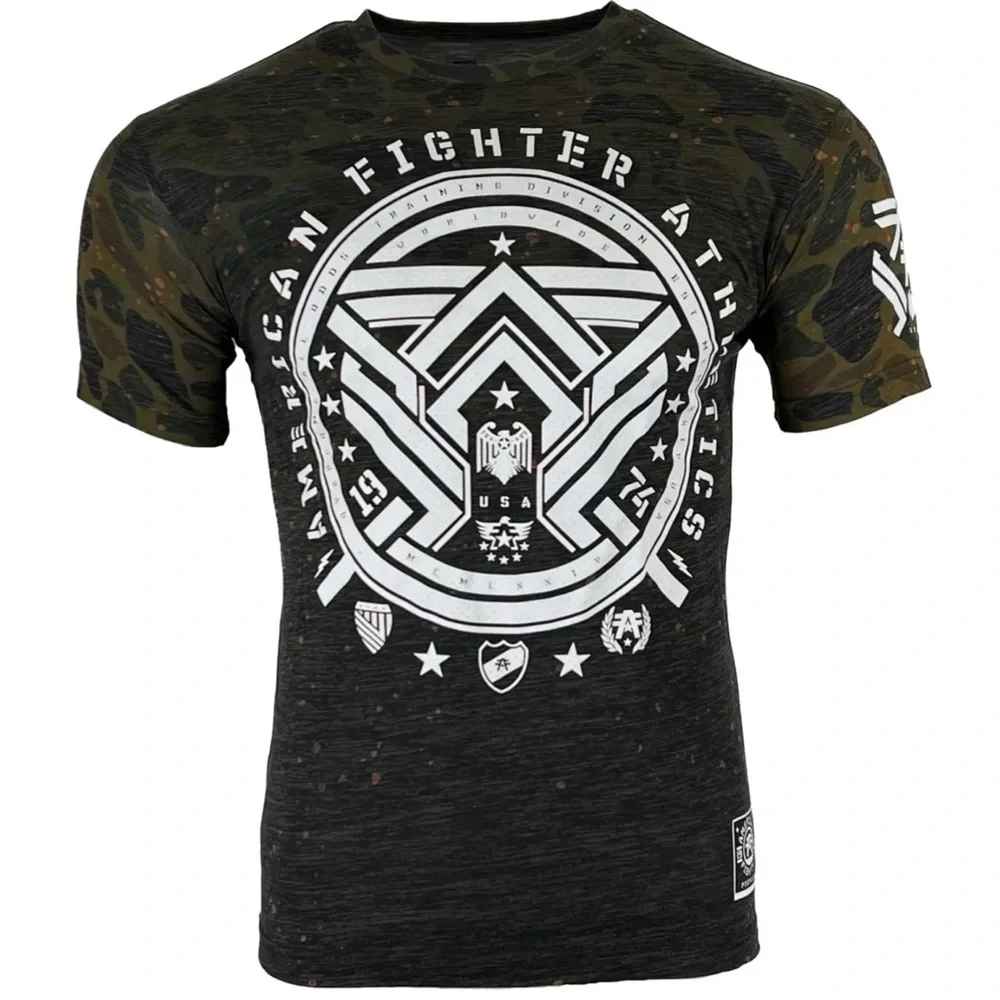 AMERICAN FIGHTER Men's T-shirt BRADDOCK Athletic CAMO Green - Picture 2 of 11